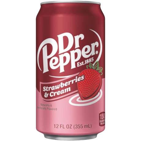 Dr Pepper Strawberries   Cream   12fl.oz (355ml) BB 08/07/24   tastydaily