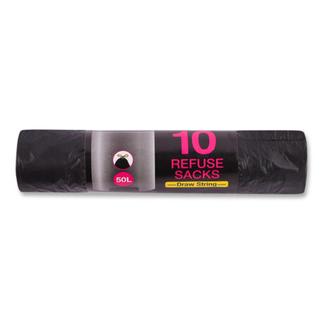 Bin Bags with Tie Handle 50 Litres x 10 Pack
