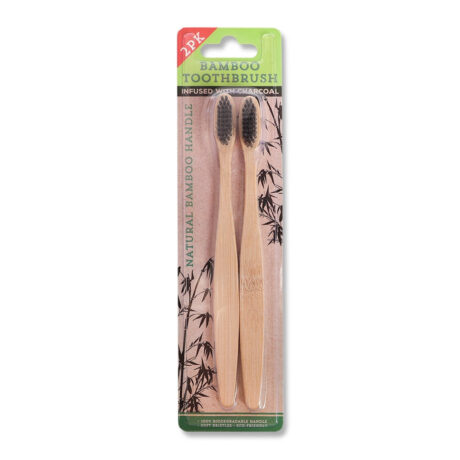 Natural Bamboo Toothbrush with Charcoal 2 Pack