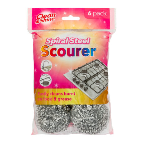 Clean & Shine Spiral Steel Scourer 6 Pack