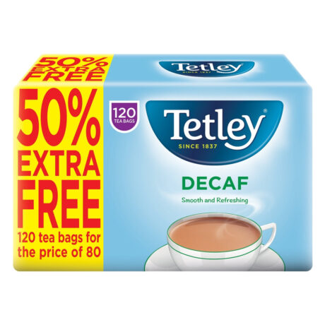 Tetley 120 Decaffeinated Tea Bags 375g
