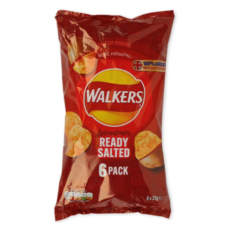 Walkers Crisps Ready Salted 25g x 6 Pack