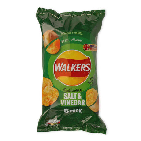Walkers Crisps Salt & Vinegar 25g x 6 Pack