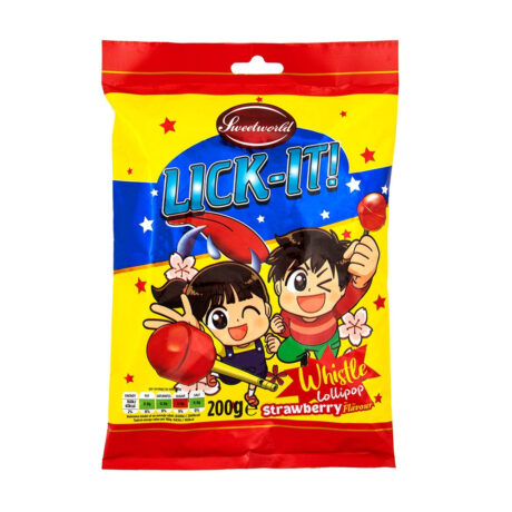 Sweetworld Lick It Whistle Lolly Pops Strawberry 200g