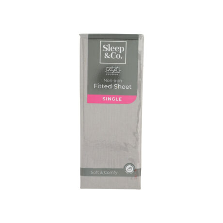 Sleep & Co Non-Iron Fitted Sheet Silver