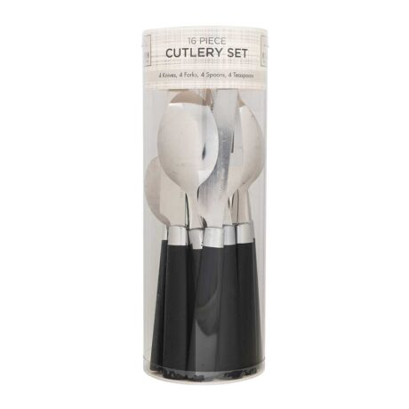 16 Piece Black Cutlery Set