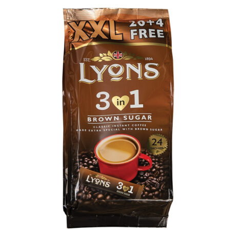 Lyons Instant 3 in 1 Brown Sugar Coffee Sachets 18g x 24 Pack