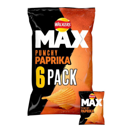 Walkers Max Crisps Punchy Paprika 27g x 6 Pack