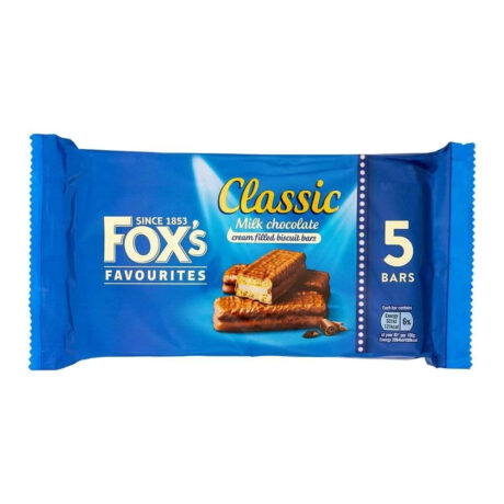 Fox's Classic Cream Filled Biscuit Bars Milk Chocolate 25g x 5 Pack