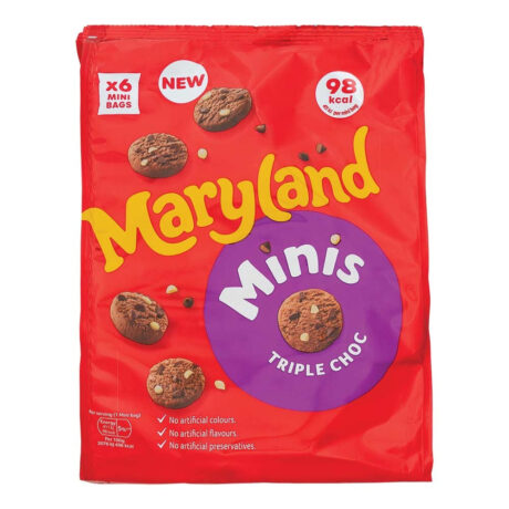 Maryland Minis Triple Choc Chip Cookies 19.6Gg x 6 Pack